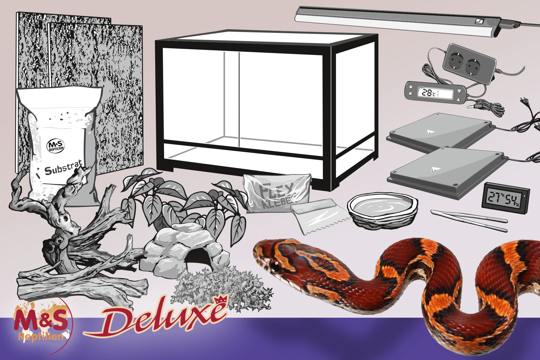 Komplettset DELUXE: Für Nattern (120 cm Länge)