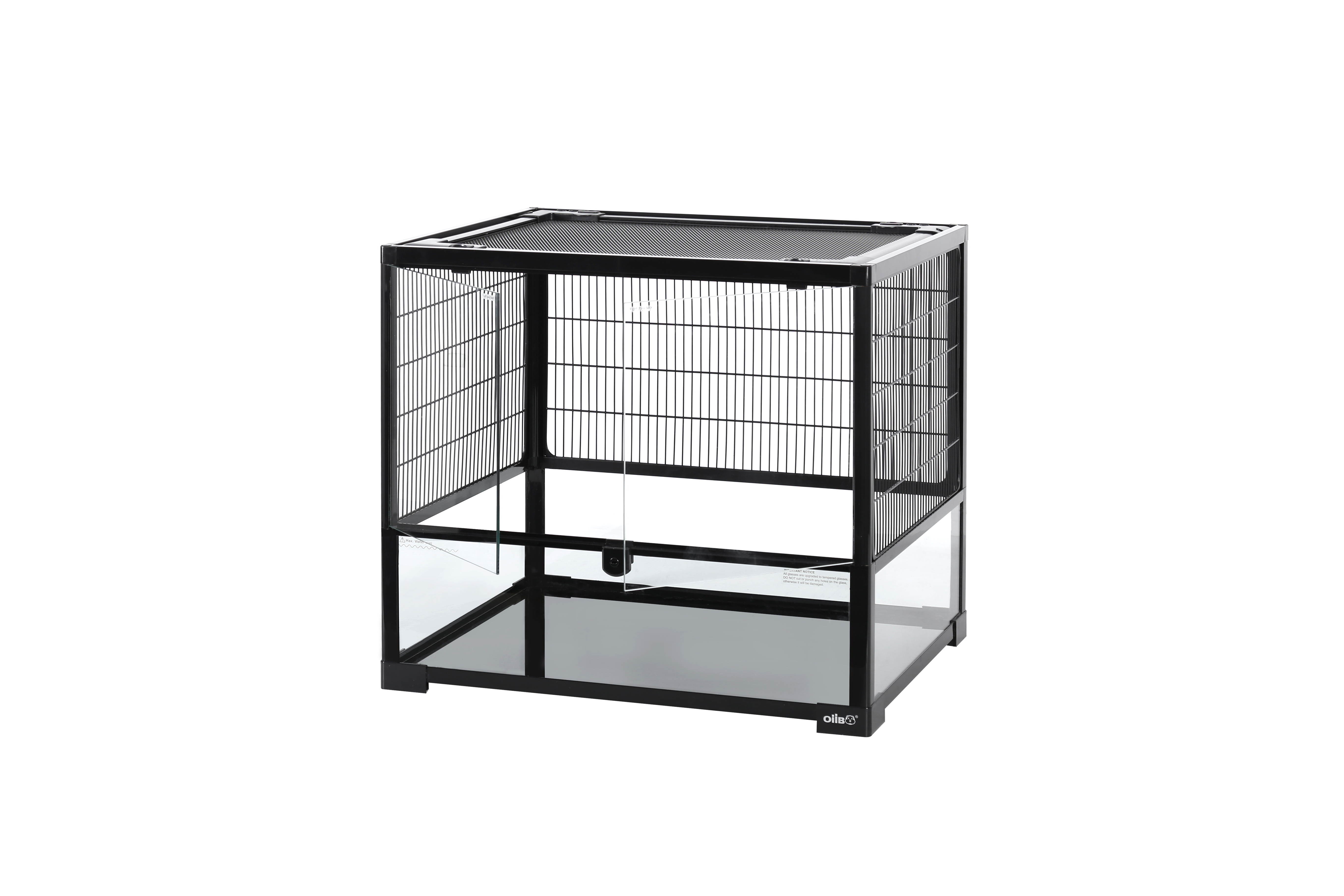 Kleintierterrarium / Kleintierkäfig 60x 45x 54cm mit Schwingtüren (SP002B) - schwarz