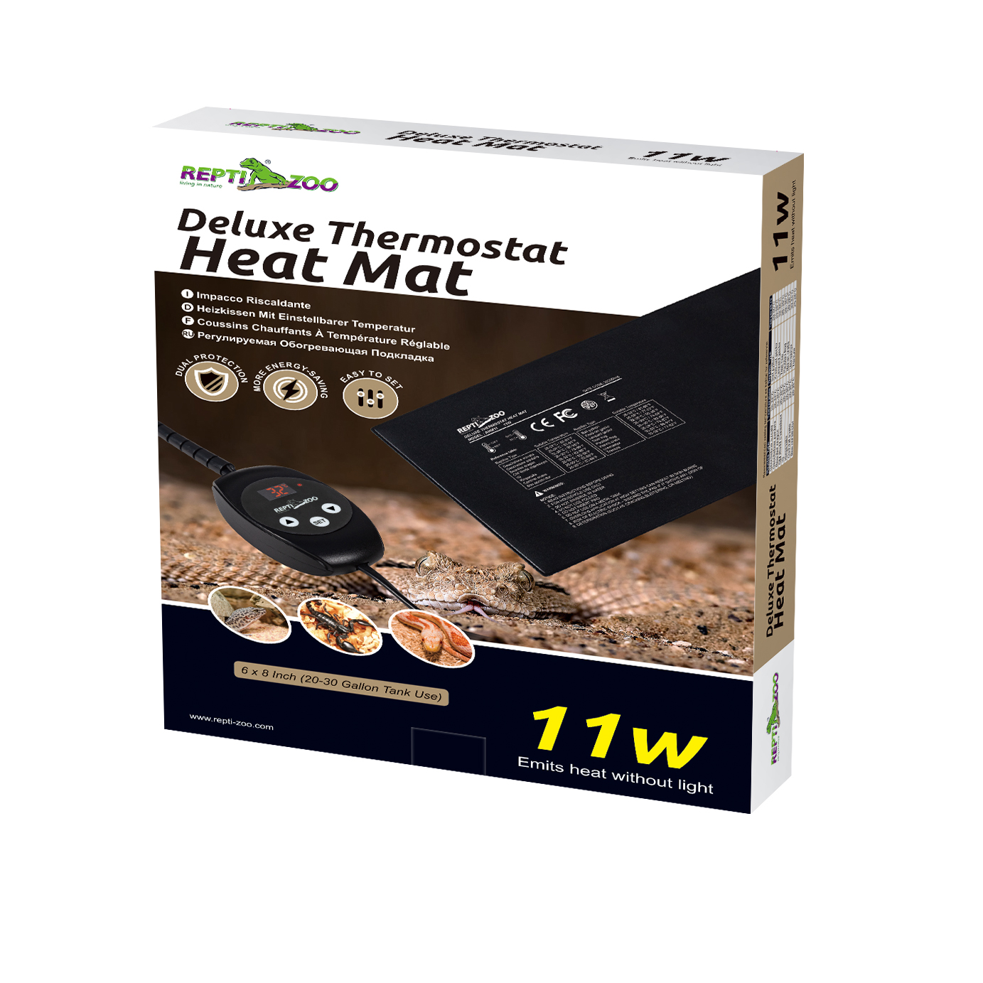 ReptiZoo Deluxe Heizmatte mit Thermostat 11 Watt 15x 20cm (CHM11)