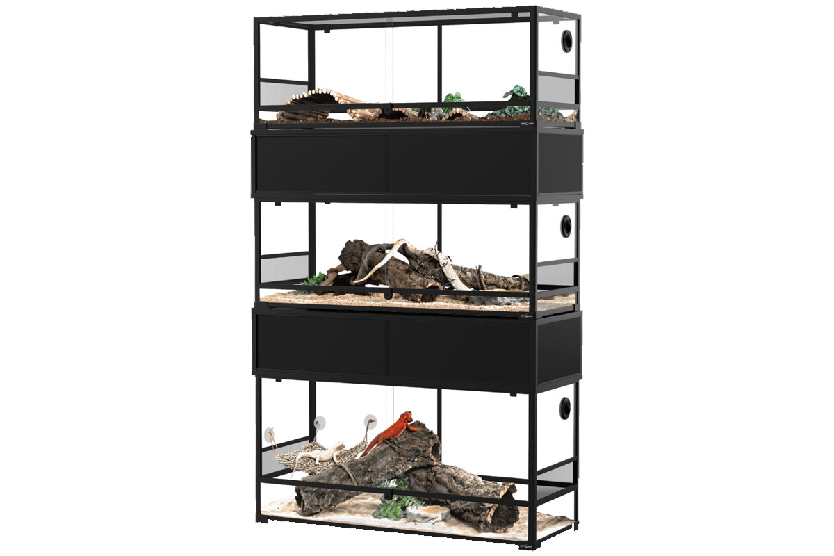 ReptiZoo Terrarium Stapler mit Zwischenstück und Stauraum für 120x60 cm Terrarien (RAS60)