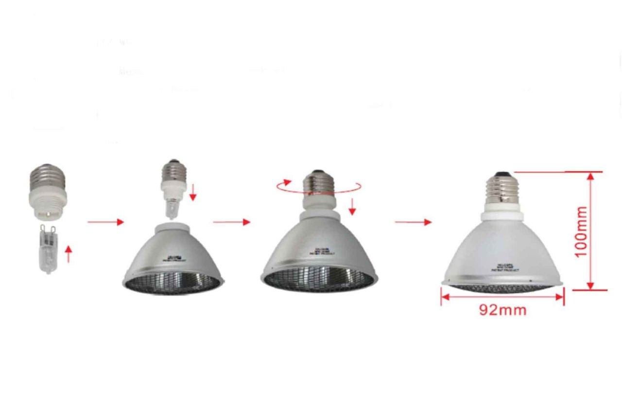 Zoocute Mini Halogen Spot, recycelt, MIT Schutzgitter, inkl. 4 Ersatzbirnen (UVA + UVB) 50 Watt