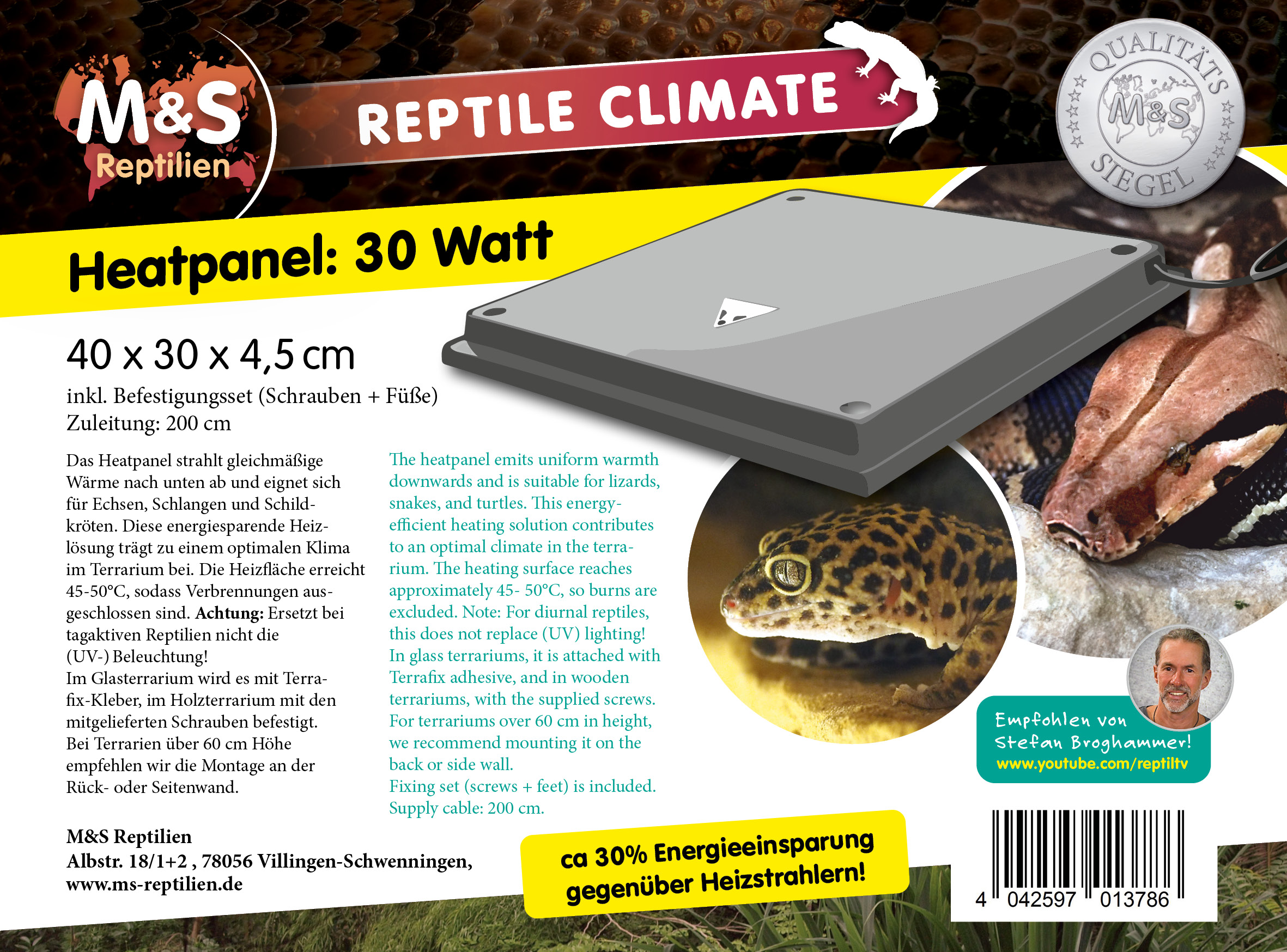 M&S Reptile Climate, Heatpanel, 30 Watt