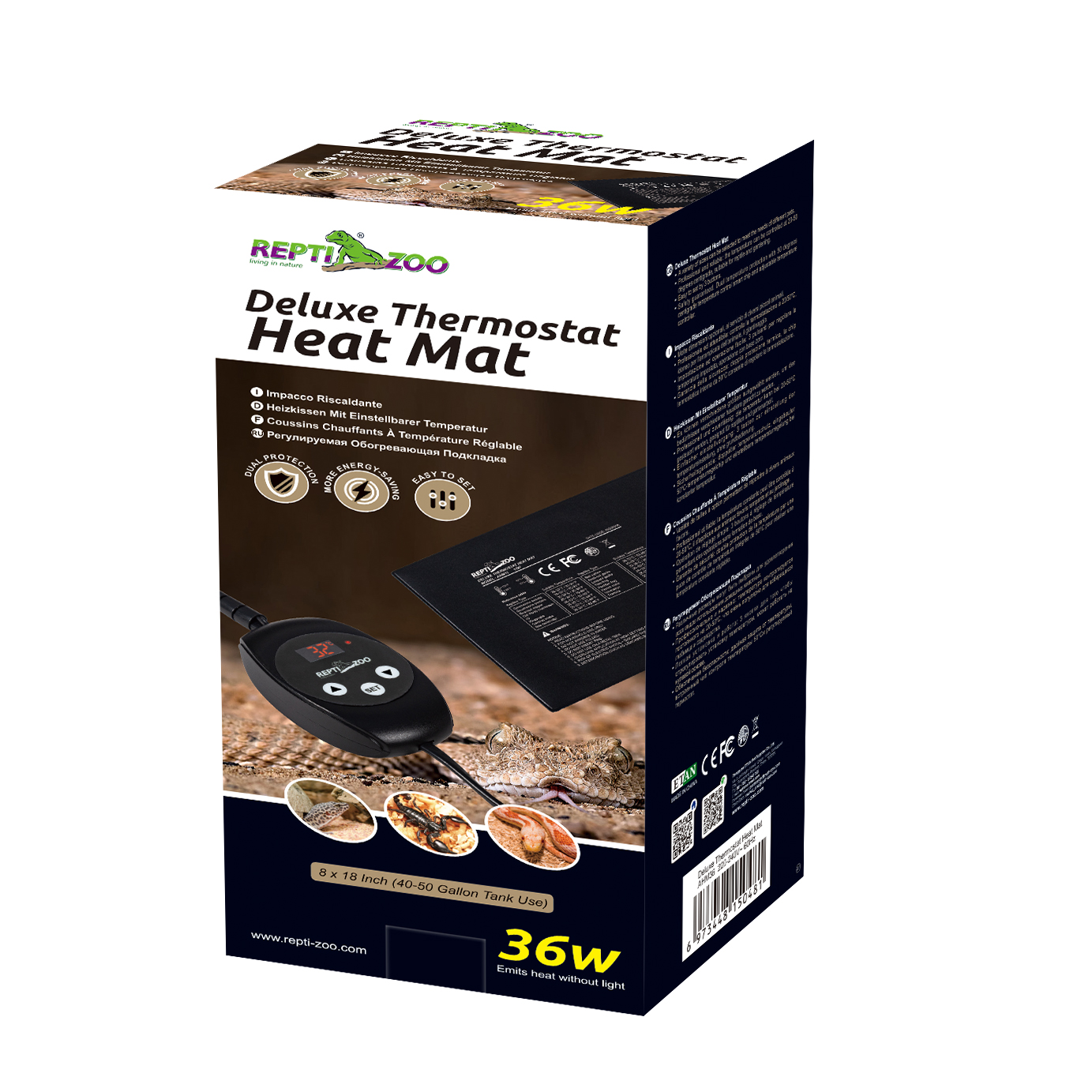 ReptiZoo Deluxe Heizmatte mit Thermostat 36 Watt 20x 45cm (CHM36)