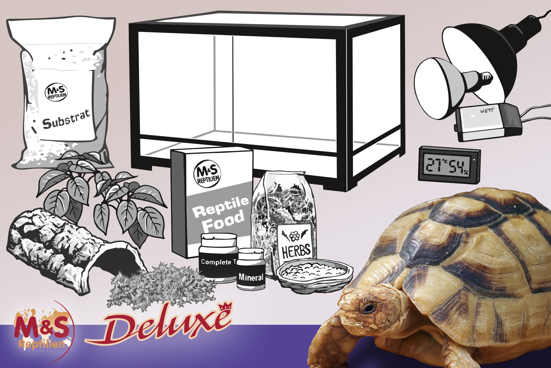 Komplettset DELUXE: Für Landschildkröten (120 cm Länge)