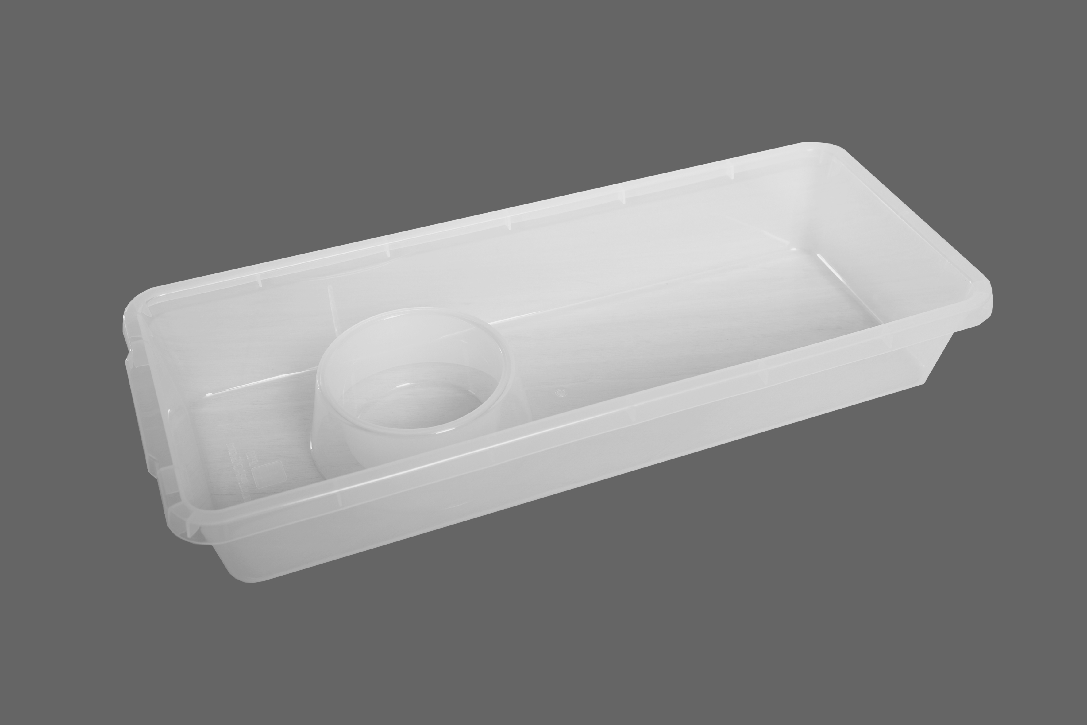 Wanne klar (550x234x87,5mm) mit Wasserschalen Halterung