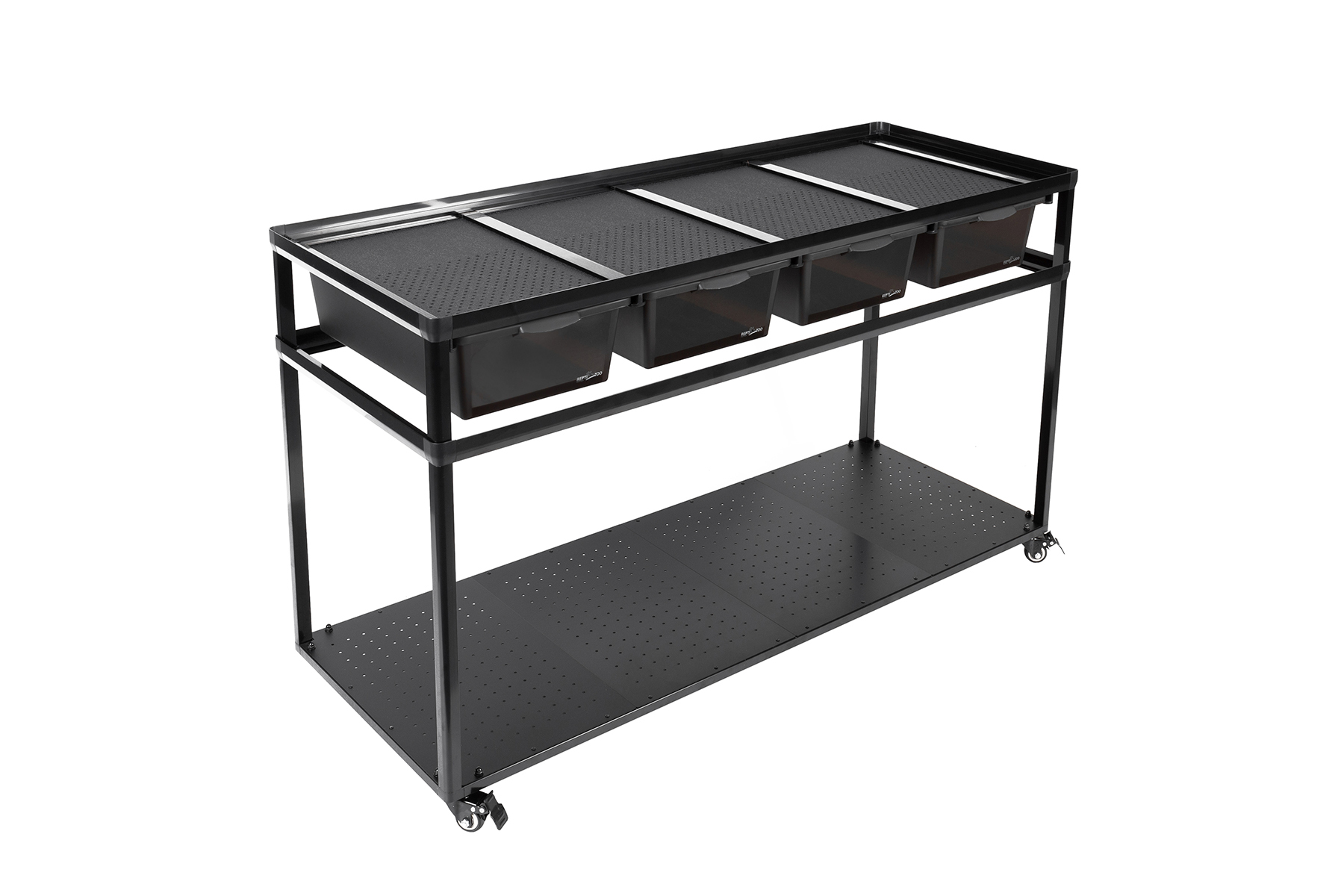 ReptiZoo, Zuchtrack (Unterschrank INO14) 4-fach, rollbar, inkl. 4 Boxen (small) + 3 Trenner