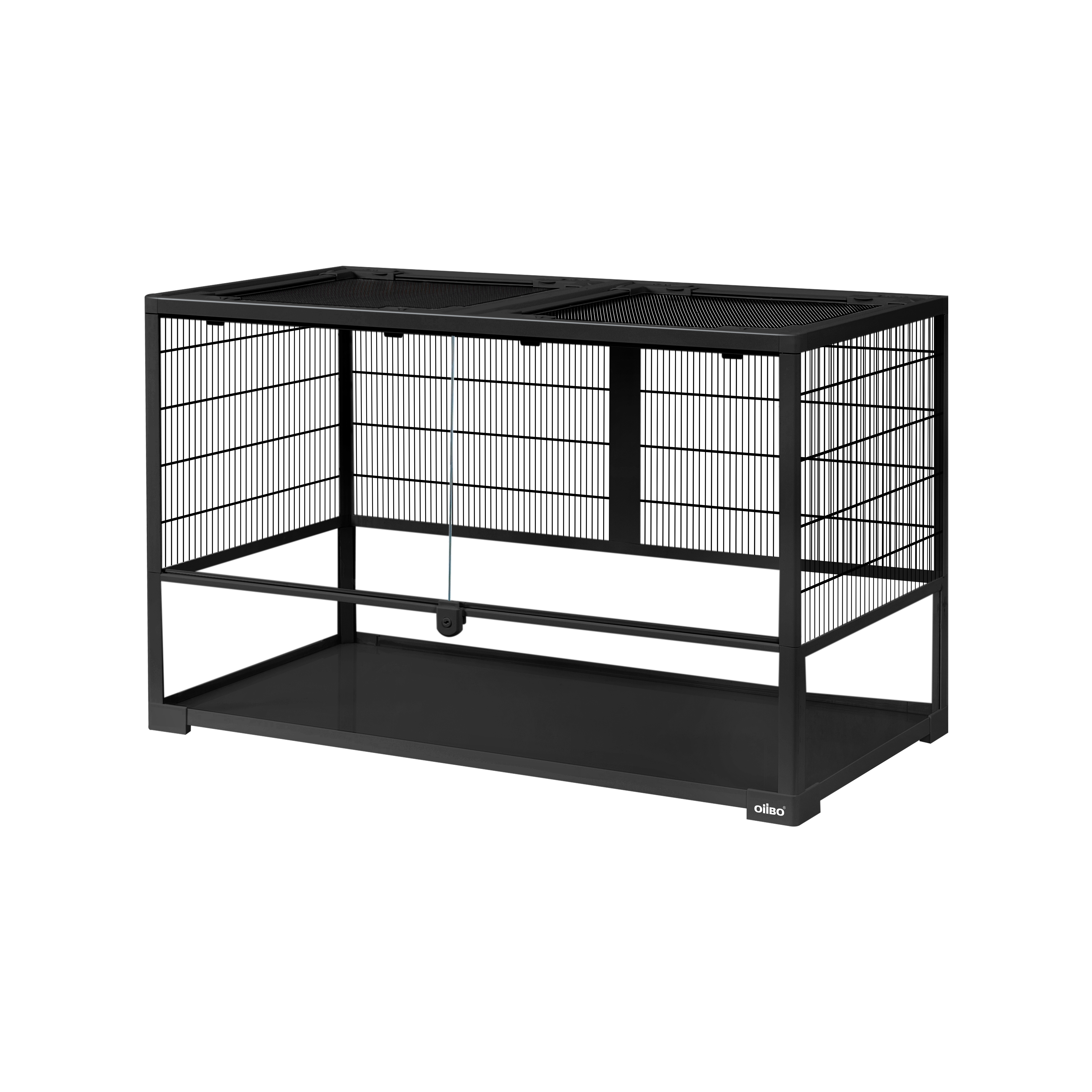 Kleintierterrarium / Kleintierkäfig 90x 45x 54cm mit Schwingtüren (SP003B) - schwarz