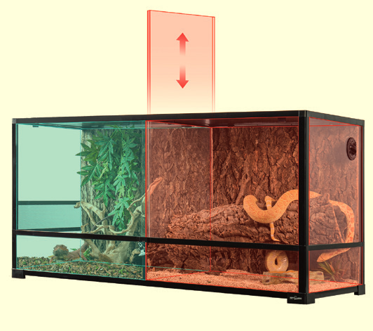 ReptiZoo Glasterrarium 120x45x60cm ( 1-oder 2 Terras)  zerlegbar - MIT TRENNWAND- RK0223M