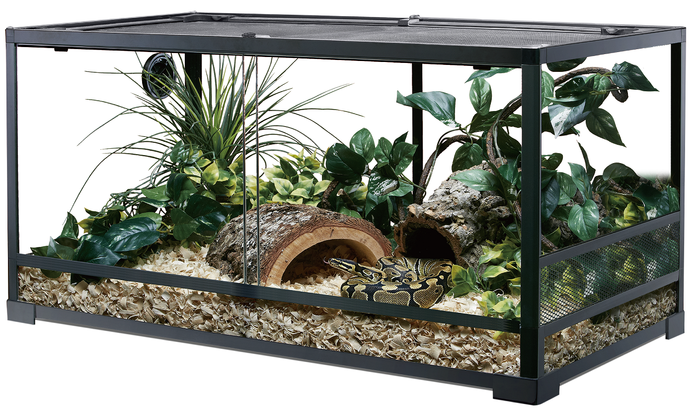 ReptiZoo Glasterrarium mit Schiebetüren, einseitige Seitenbelüftung, Deckel aus Gaze