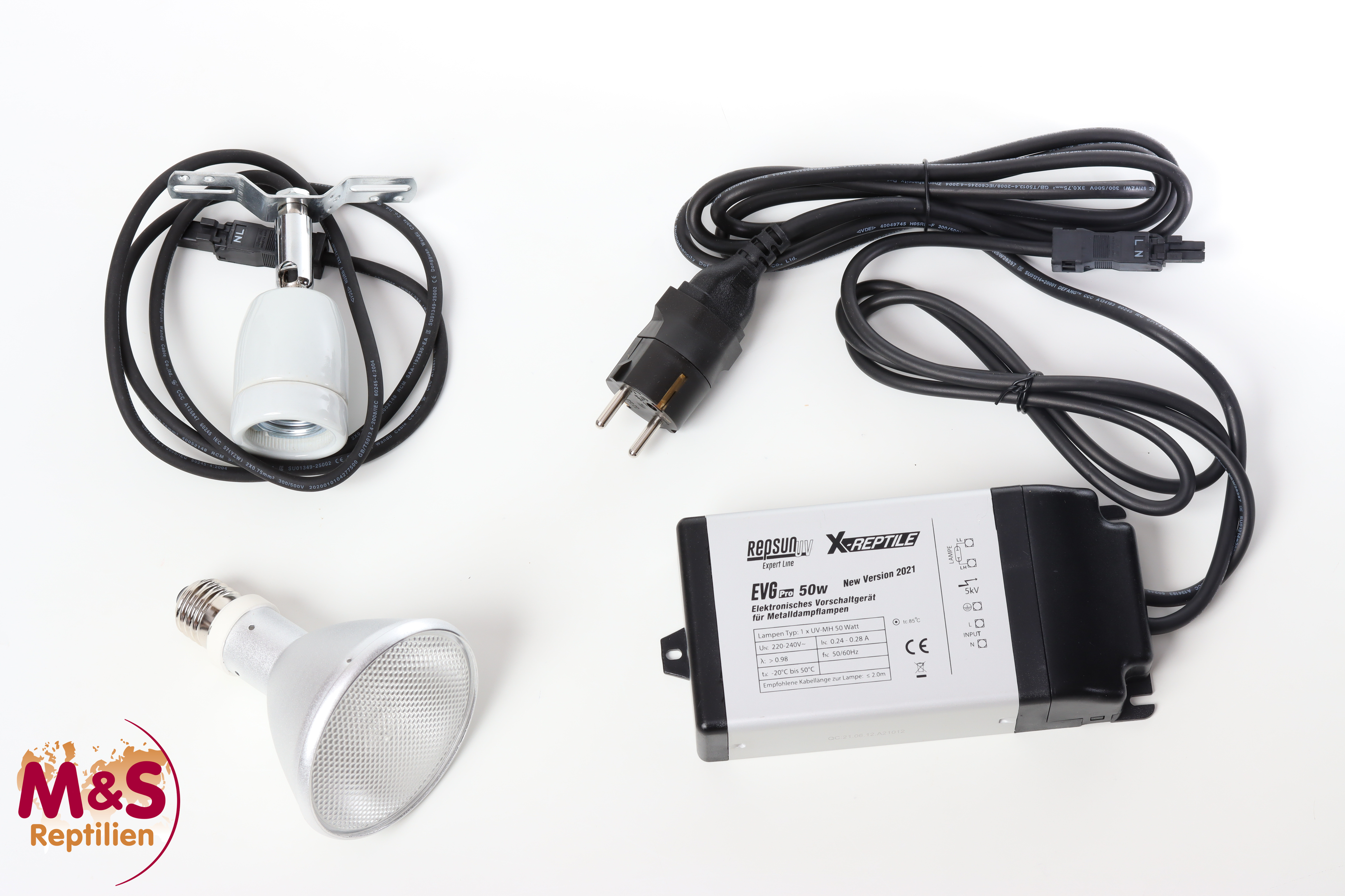 X-Reptile 70 Watt Spot HID- / UV-Set (Lampe, Vorschaltgerät & Fassung mit Gelenk zum Anschrauben)