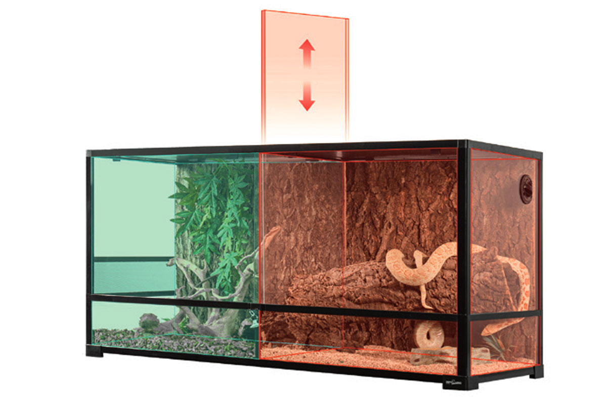 ReptiZoo Glasterrarium (RK0223M), mit Schiebetüren, Trennwand,  einseitiger Seitenbelüftung, Deckel aus Gaze, 120x45x60cm