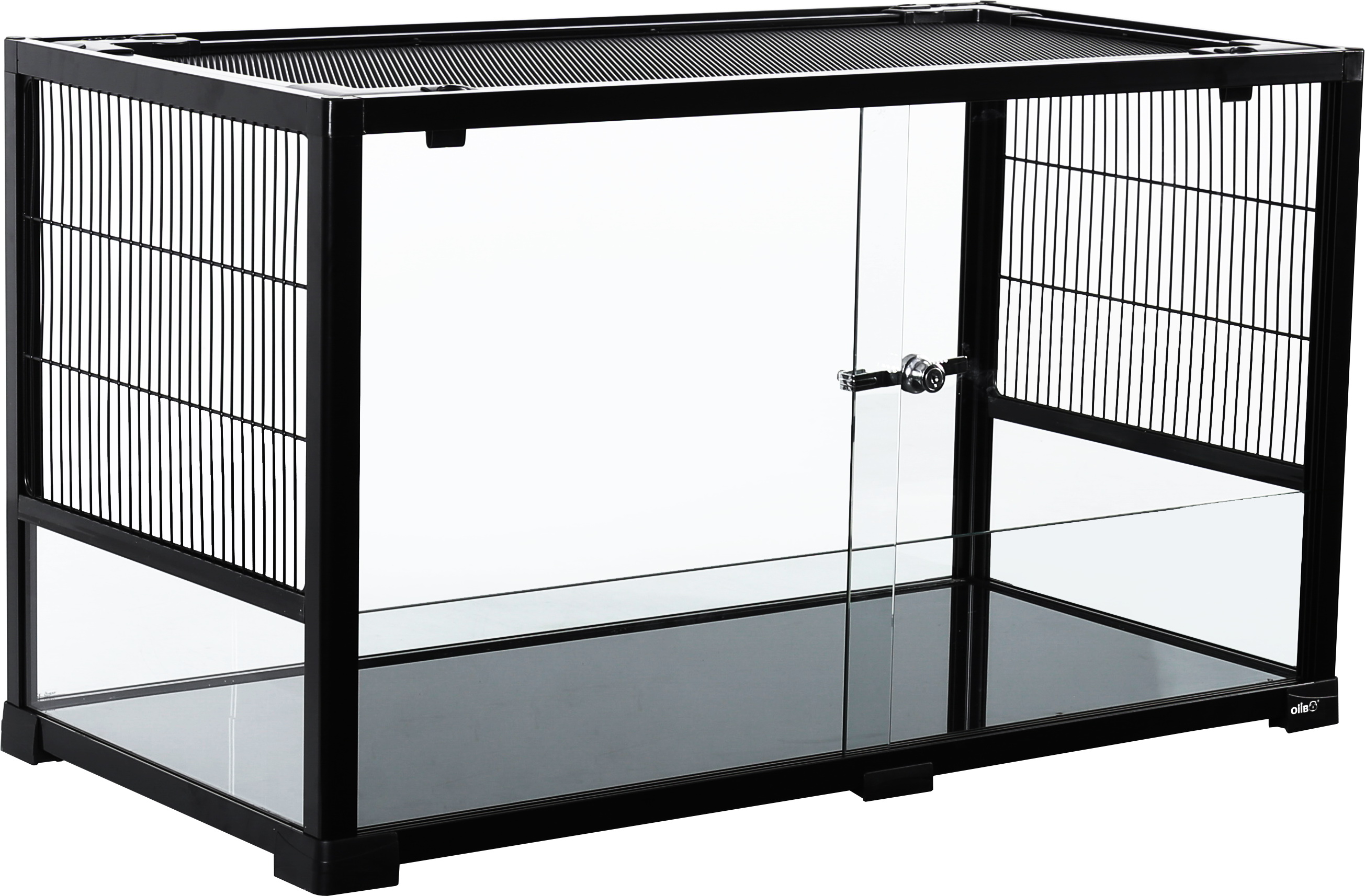 Kleintierterrarium / Kleintierkäfig 80x 40x 45cm  mit Schiebetüren (RKF0321B) - schwarz
