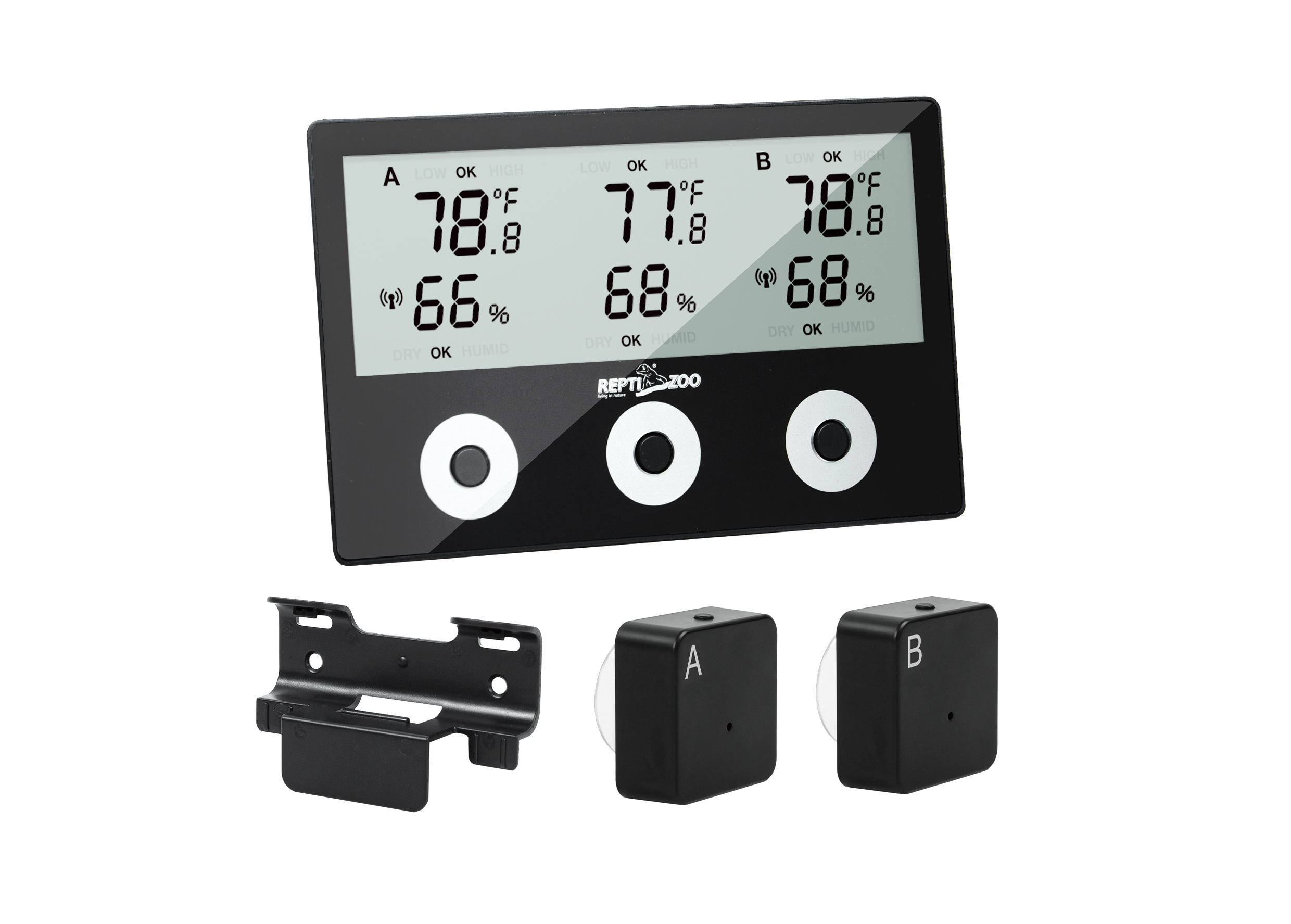 ReptiZoo Wireless 3-Channel Thermo Hygrometer   WEEE  RegNr. 82392108 ( SH133B)