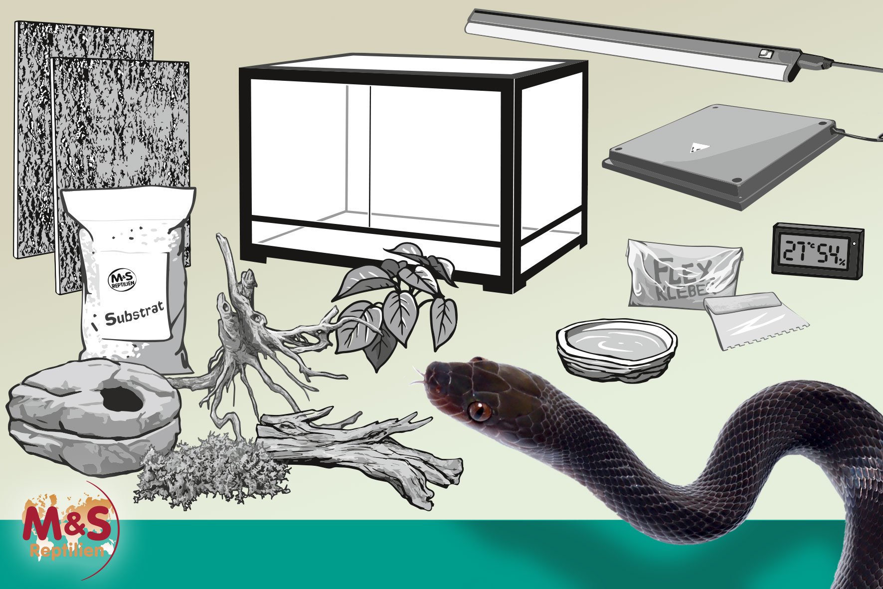 Komplettset: Für kleinere Nattern (ca. 100 cm Länge)