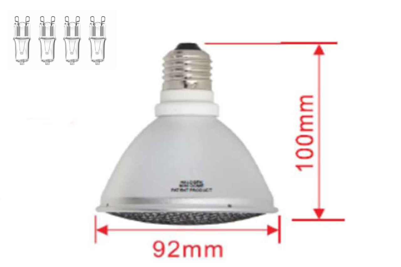 Zoocute Mini Halogen Spot, recycelt, MIT Schutzgitter, inkl. 4 Ersatzbirnen (UVA + UVB) 50 Watt
