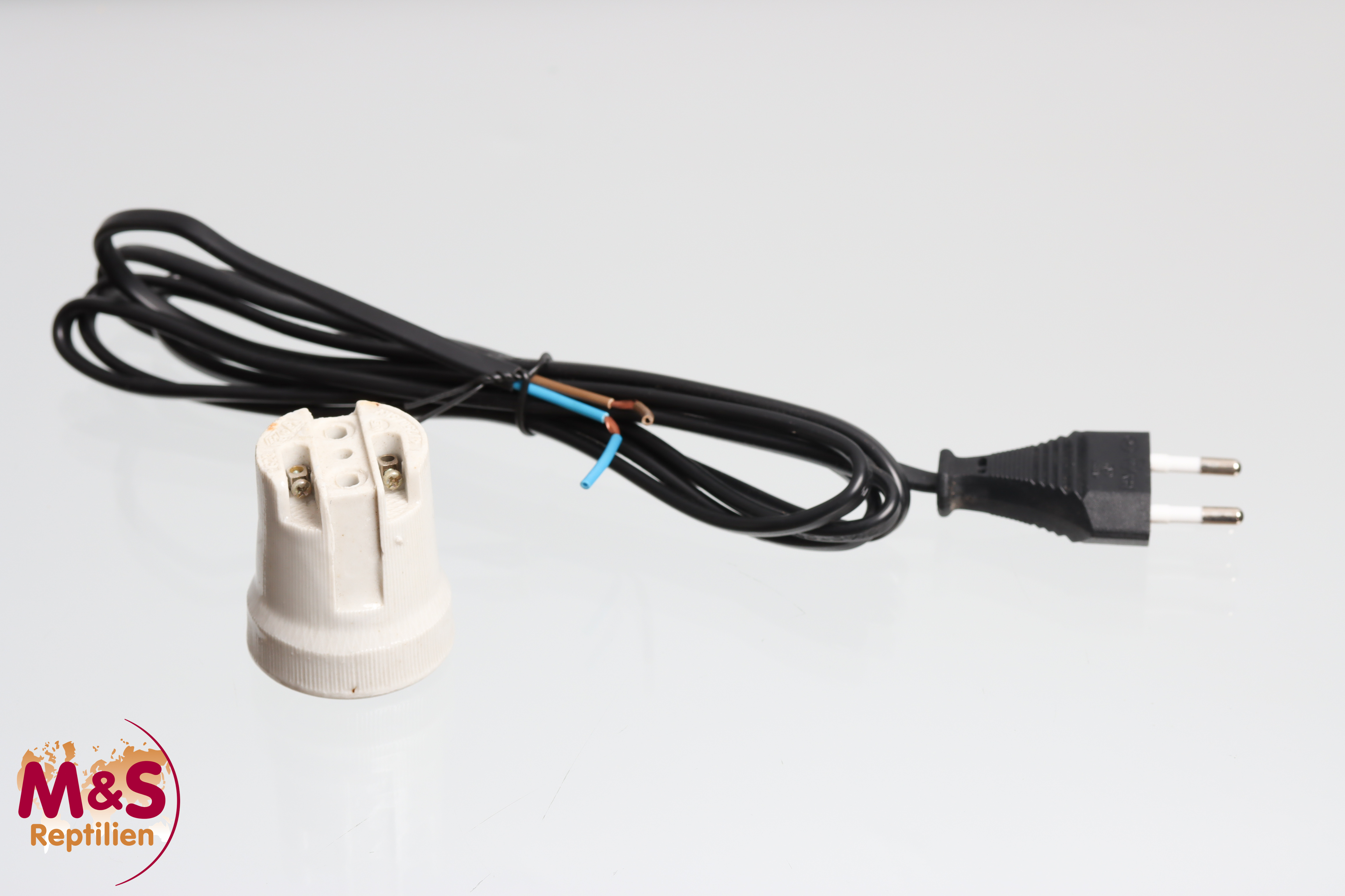 Keramikfassung mit Kabel (2m nicht hitzbeständig, bis max. 80 Watt)