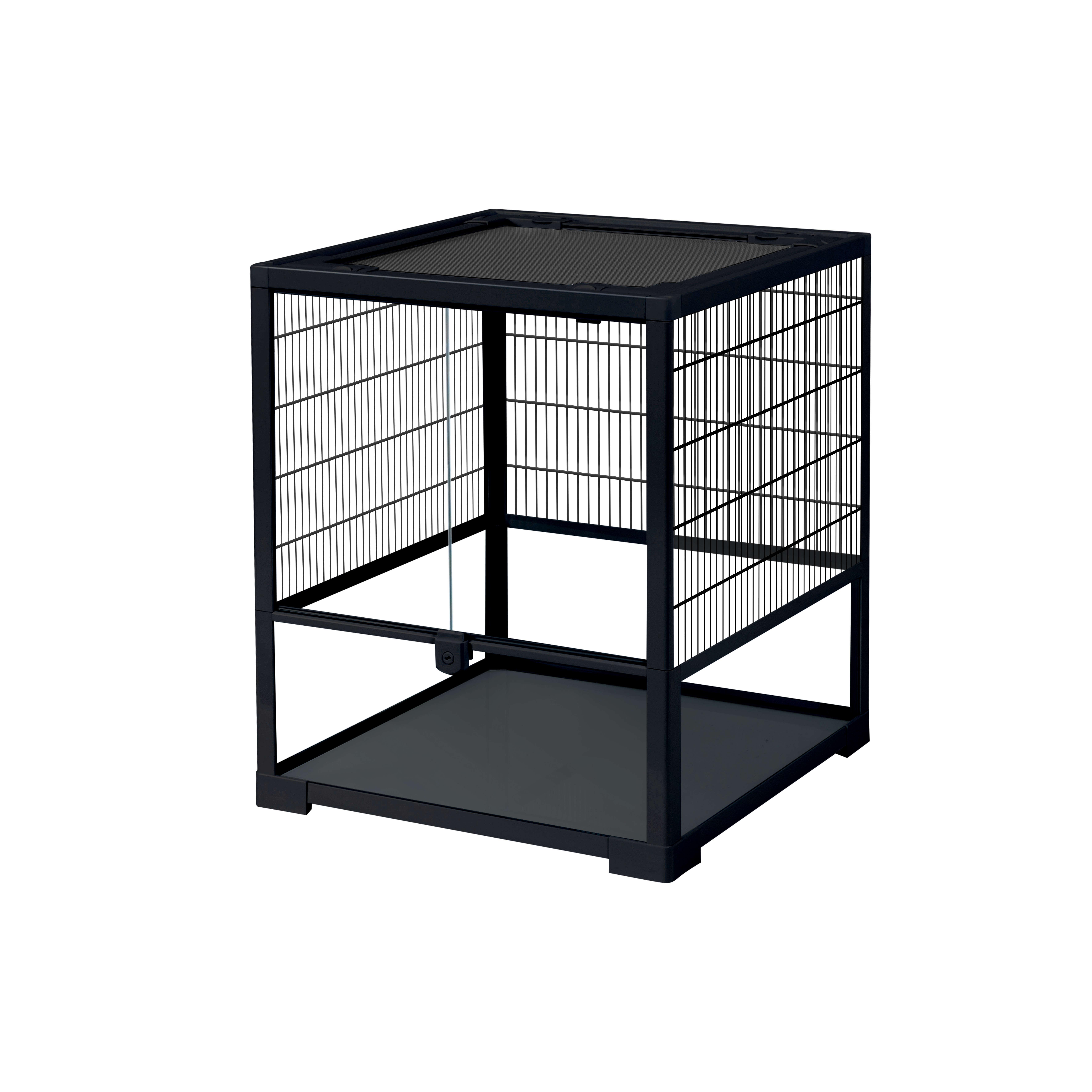 Kleintierterrarium / Kleintierkäfig 45x 45x 54cm mit Schwingtüren (SP001B) - schwarz