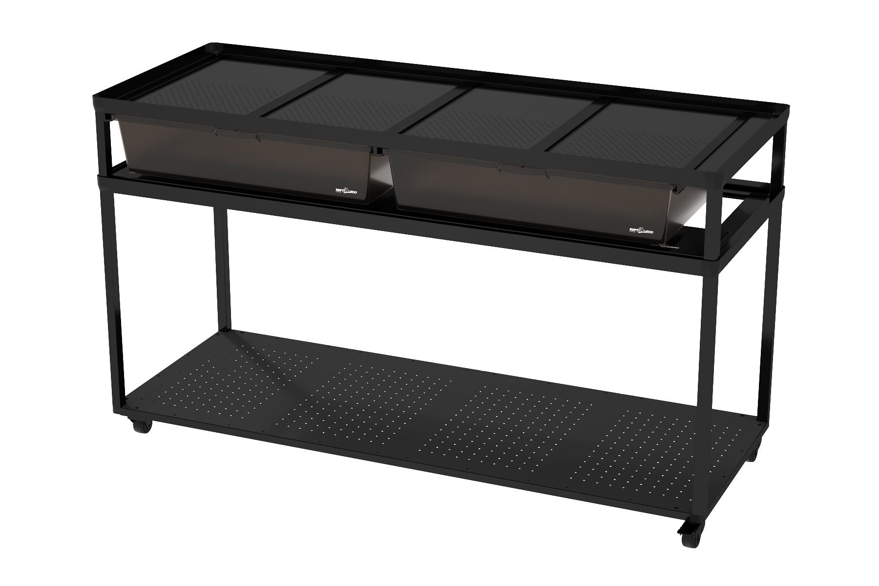 ReptiZoo, Zuchtrack (Unterschrank INO20) 4-fach, rollbar, inkl. 2 Boxen (medium) + Trenner