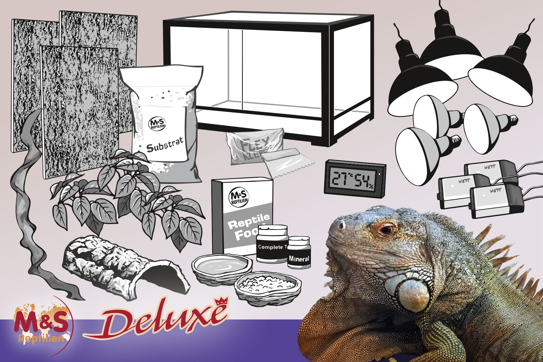Komplettset DELUXE: Für Leguane (ca. 180 cm Länge)