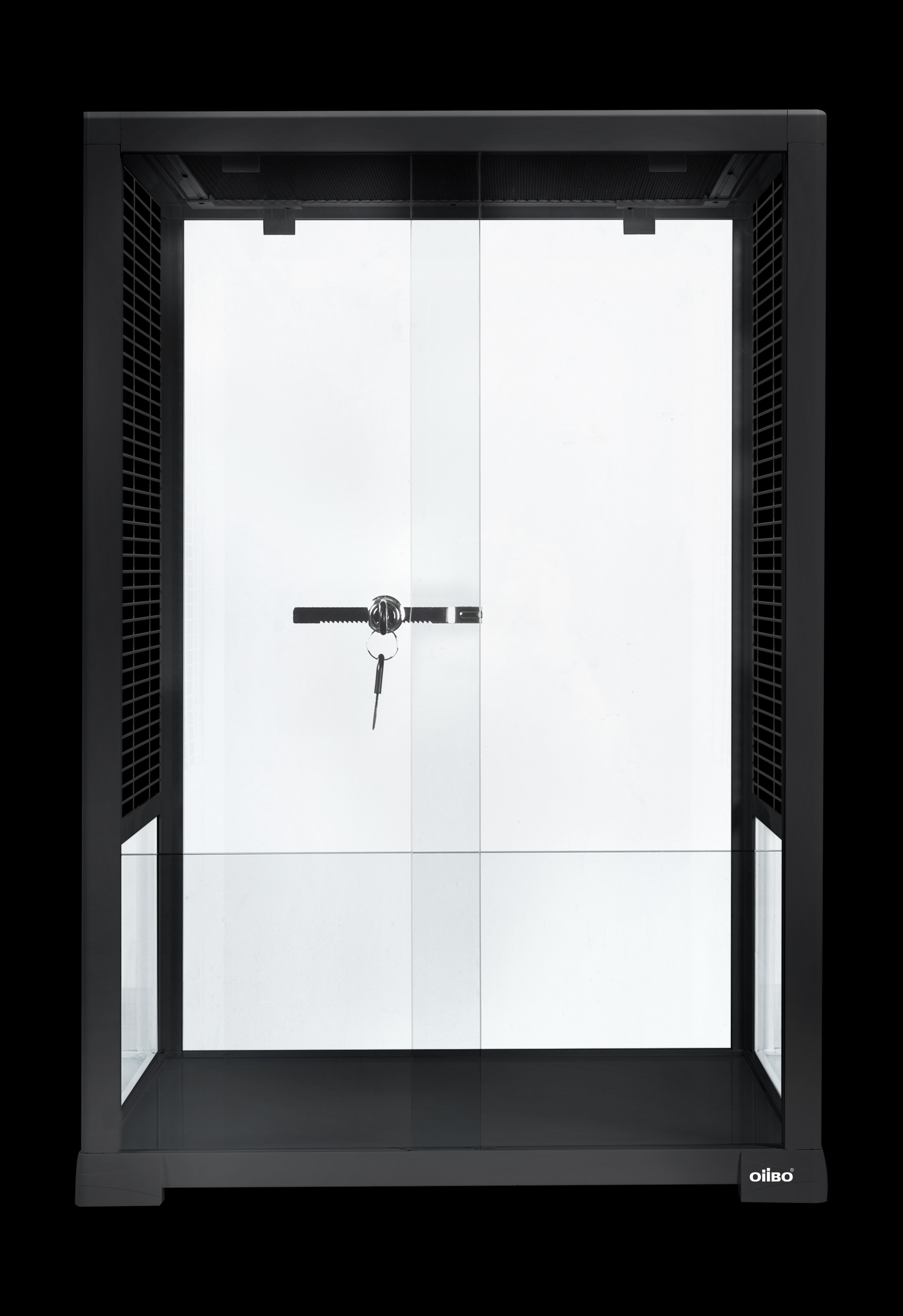 Kleintierterrarium / Kleintierkäfig 45x 45x 65cm mit Schiebetüren (RKF0319B) - schwarz